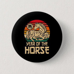 Chapa Redonda De 5 Cm Año Vintage del Caballo Año Nuevo Chino 2026 Zo