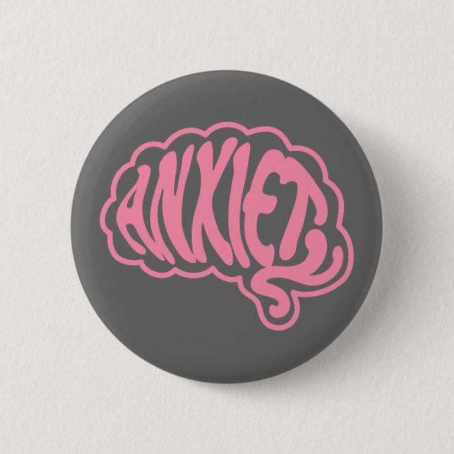 Chapa Redonda De 5 Cm Ansiedad personalizable Cerebro (Anverso)