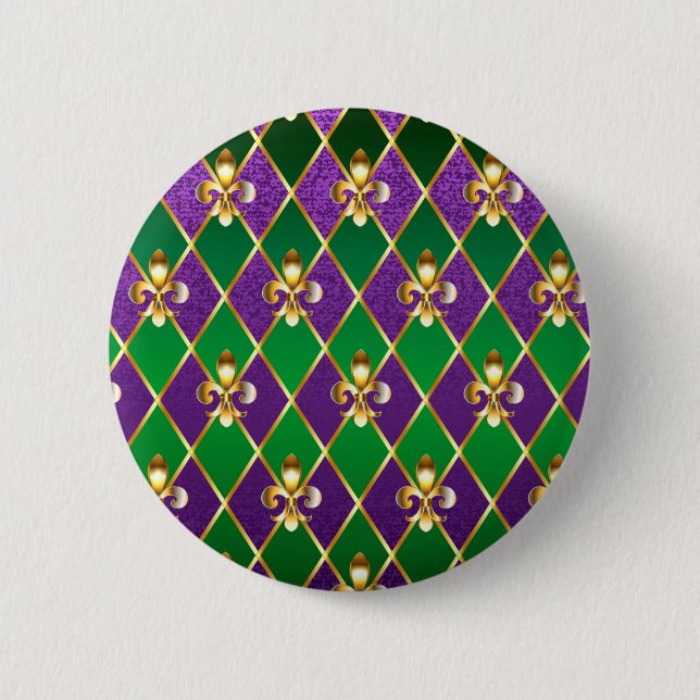 Chapa Redonda De 5 Cm Antecedentes de joyas Mardi Gras (Anverso)