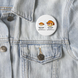 Chapa Redonda De 5 Cm Antes y después de ir a la abuela Funny Nana