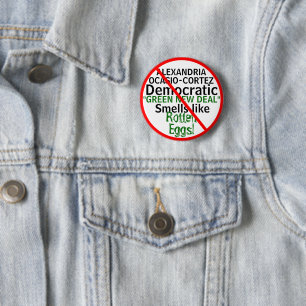 Chapa Redonda De 5 Cm Anti-Alexandria Ocasio-Cortez Acuerdo Verde Nuevo