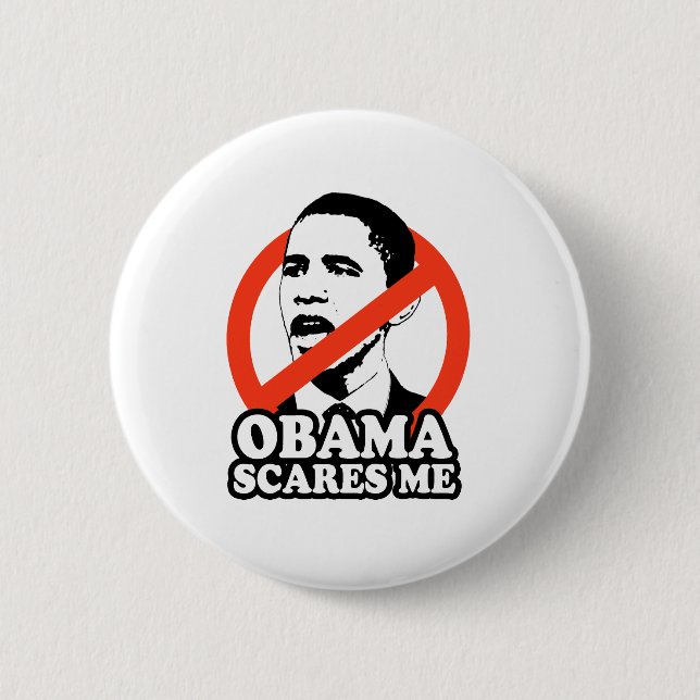 CHAPA REDONDA DE 5 CM ANTI-OBAMA / OBAMA ME ASUSTA (Anverso)