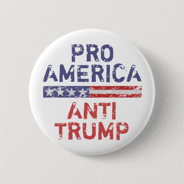 Chapa Redonda De 5 Cm Anti Trump pro-Estados Unidos (Anverso)