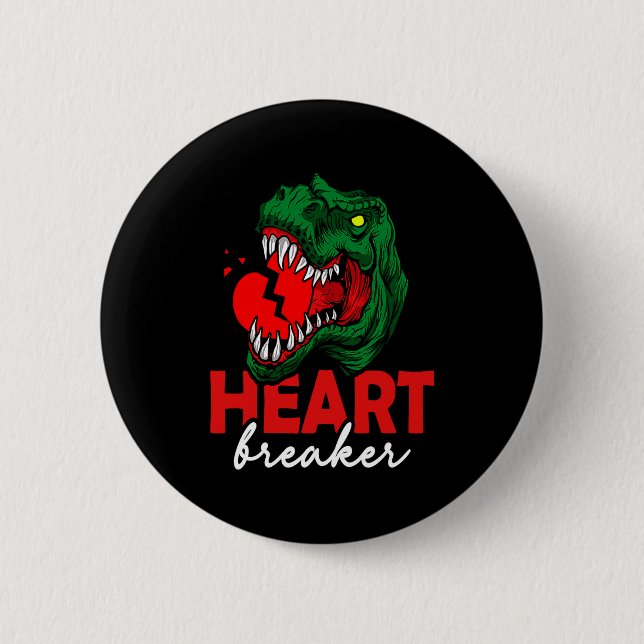 Chapa Redonda De 5 Cm Anti Valentines Day Single Heart Breaker T Rex Di  (Anverso)