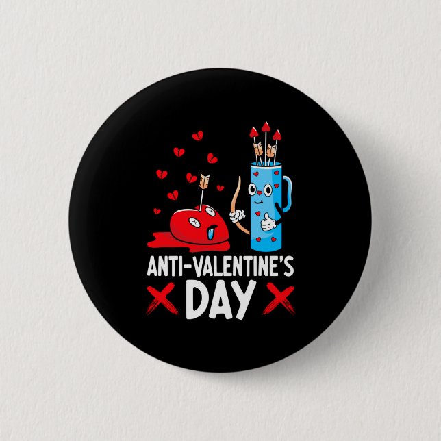 Chapa Redonda De 5 Cm Anti Valentines Day Valentines Day Arrows Single  (Anverso)