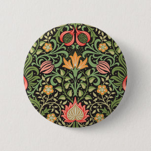 Chapa Redonda De 5 Cm Antigüedad floral persa William Morris