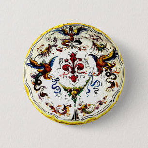 Chapa Redonda De 5 Cm Antigüedad italiana del arte de la cerámica de l