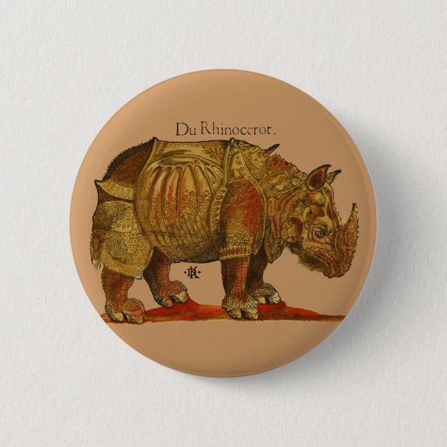 Chapa Redonda De 5 Cm Antigüo rinoceronte durer (Anverso)