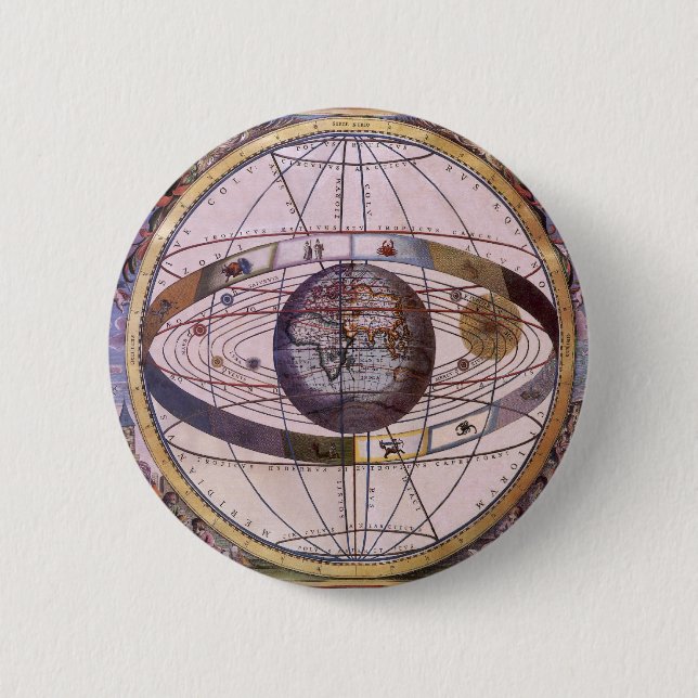 Chapa Redonda De 5 Cm Antiguo Sistema Solar Ptolemaico, Andreas Cellariu (Anverso)
