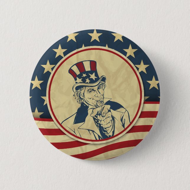 Chapa Redonda De 5 Cm antiguo tío sam (Anverso)