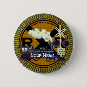 Chapa Redonda De 5 Cm Antiguo tren de alfiler redondo
