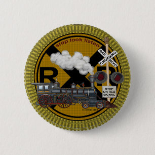 Chapa Redonda De 5 Cm Antiguo tren de pin redondo