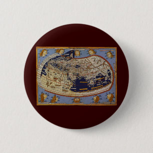 Chapa Redonda De 5 Cm Antique Ptolemaic World Map, Johannes of Arnsheim