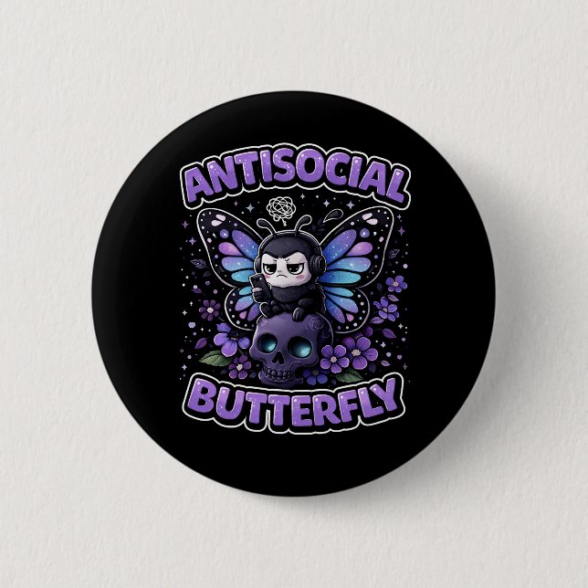 Chapa Redonda De 5 Cm Antisocial Butterfly (Anverso)