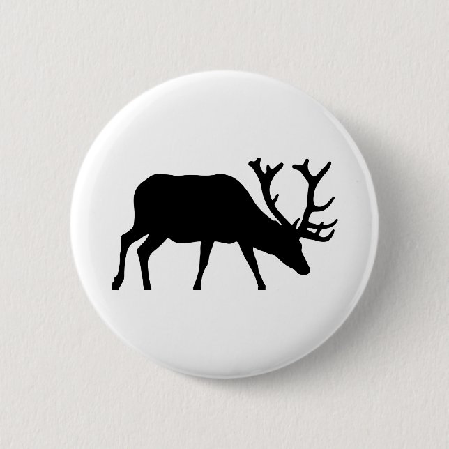 Chapa Redonda De 5 Cm Antlers Animal Deer Elk Silhouette (Anverso)
