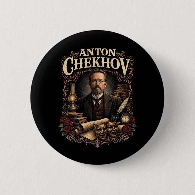 Chapa Redonda De 5 Cm Anton Chekhov (Anverso)