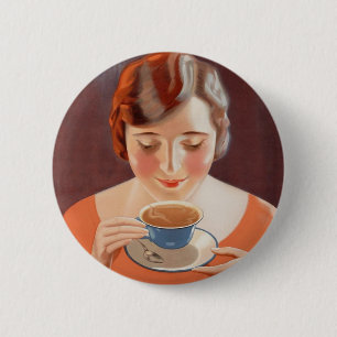 Chapa Redonda De 5 Cm Anuncio de consumición de la pintura del té de la
