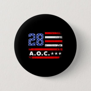 Chapa Redonda De 5 Cm Aoc 2028 A.C. 2028 For President American Flag