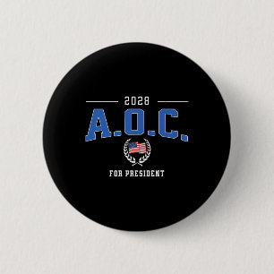 Chapa Redonda De 5 Cm Aoc 2028 Para El Presidente Alexandria Ocasio-cort