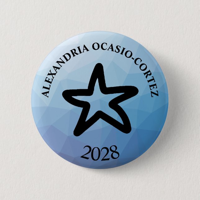 Chapa Redonda De 5 Cm AOC Alexandría Ocasio-Cortez 2028 (Anverso)