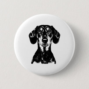 Chapa Redonda De 5 Cm Aparato Minimalista de retrato de Dachshund