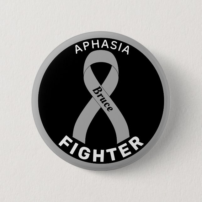 Chapa Redonda De 5 Cm Aphasia Fighter Ribbon Black Button (Anverso)