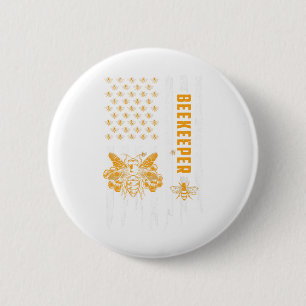 Chapa Redonda De 5 Cm Apicultura bandera americana panal de miel abejas
