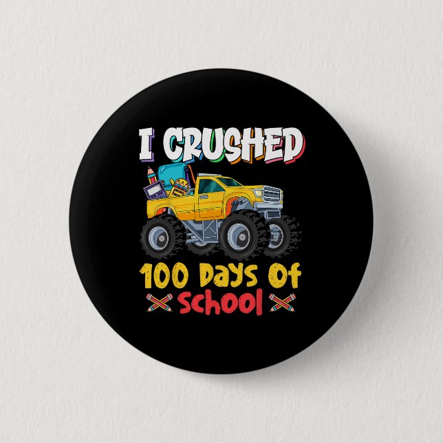 Chapa Redonda De 5 Cm Aplastado 100 Días De Monstruo Escolar (Anverso)