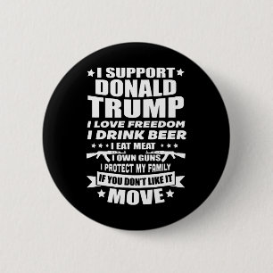 Chapa Redonda De 5 Cm Apoya a Donald Trump Amo la libertad y bebo cervez