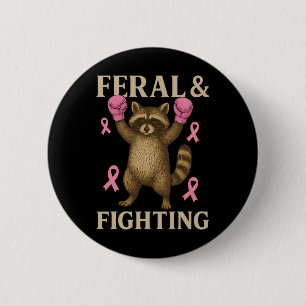 Chapa Redonda De 5 Cm Apoyo Al Cáncer De Mama Squad Feral Y Fighter Funn
