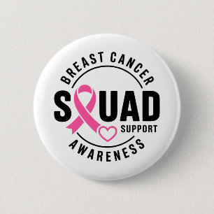 Chapa Redonda De 5 Cm Apoyo al Escuadrón de Conciencia del Cáncer de Mam