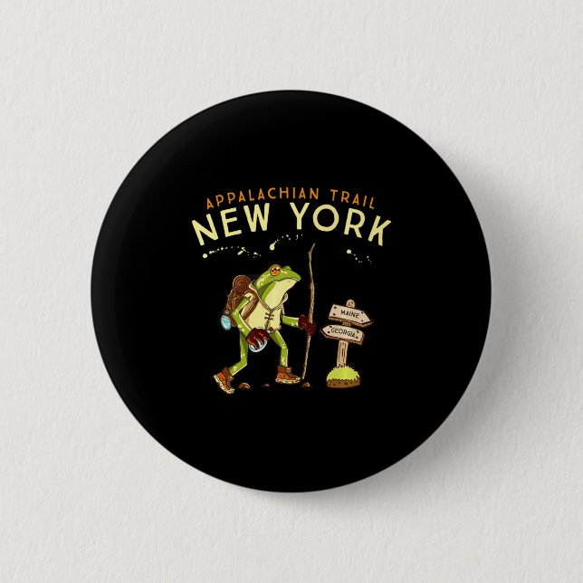 Chapa Redonda De 5 Cm Appalachian Trail New York Hiking Frog _1  (Anverso)