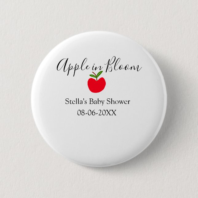 Chapa Redonda De 5 Cm Apple in bloom baby shower red apple name date  (Anverso)