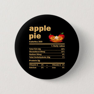 Chapa Redonda De 5 Cm Apple Pie Nutrition Hechos Divertido Día de Acción