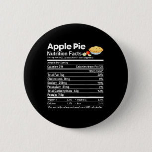 Chapa Redonda De 5 Cm Apple Pie Nutrition Hechos Divertido Día de Acción