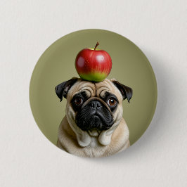 Chapa Redonda De 5 Cm Apple Pug
