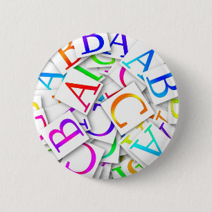 Chapa Redonda De 5 Cm Aprendizaje de su ABCs