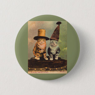 Chapa Redonda De 5 Cm aproximadamente 1900 gatos en gorras RPPC