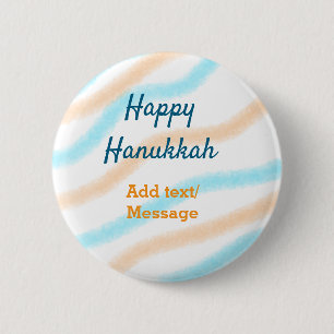 Chapa Redonda De 5 Cm Aqua naranja feliz Hanukkah agregar mensaje de tex