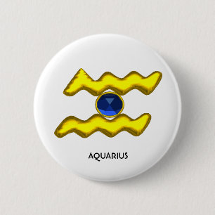 CHAPA REDONDA DE 5 CM AQUARIUS/GOLD ZODIAC BIRTHDAY JEWEL