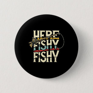 Chapa Redonda De 5 Cm Aquí Peces Divertidos Peces Pesca 