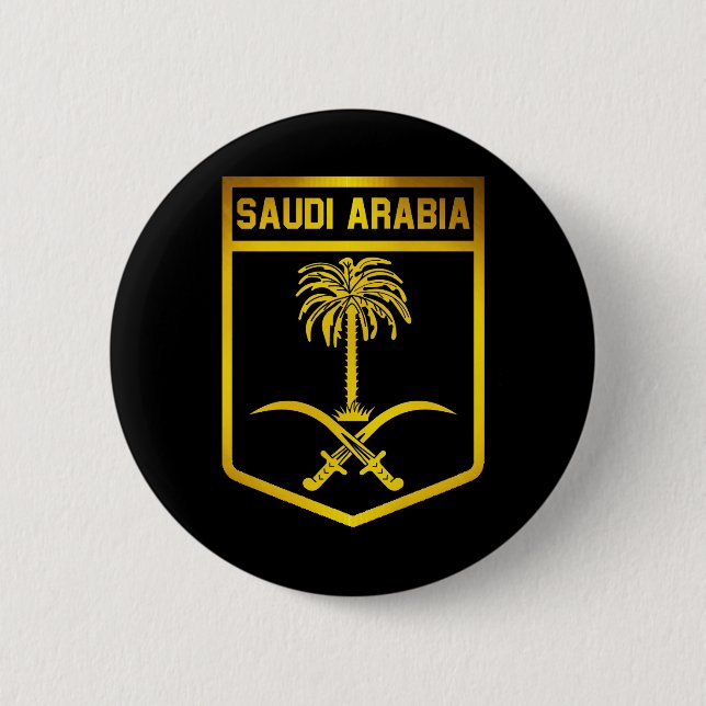 Chapa Redonda De 5 Cm Arabia Saudita Emblema (Anverso)