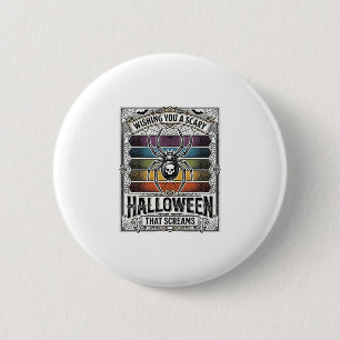 Chapa Redonda De 5 Cm Araña de Halloween Grabado Retro Espeluznante Tela