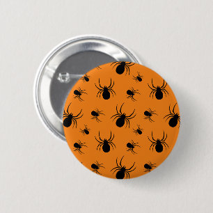 Chapa Redonda De 5 Cm Arañas Patrón de Halloween negro y naranja
