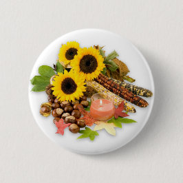 Chapa Redonda De 5 Cm Arangement floral de otoño