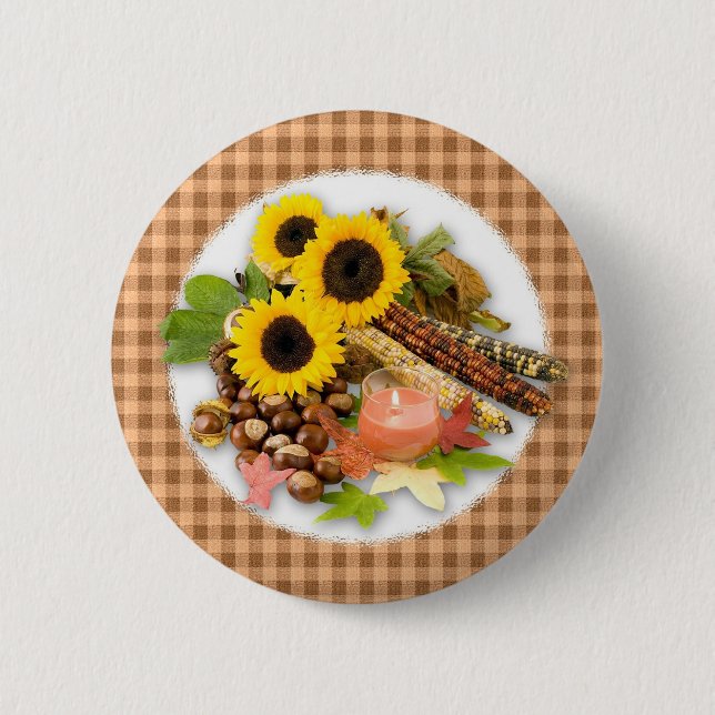 Chapa Redonda De 5 Cm Arangement floral de otoño (Anverso)