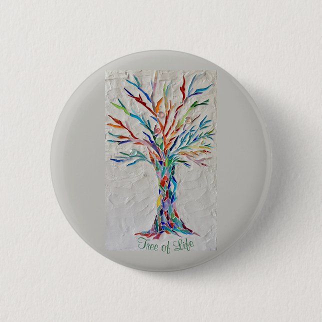 Chapa Redonda De 5 Cm Árbol Arcoíris de la Vida (Anverso)