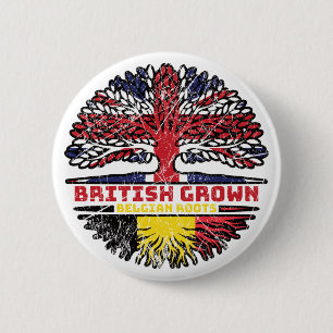 Chapa Redonda De 5 Cm Árbol británico belga del Reino Unido