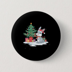 Chapa Redonda De 5 Cm Árbol de alumbrado de Navidad Santa Hat Conejo Bun