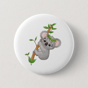 Chapa Redonda De 5 Cm Árbol de escalada Cute koala